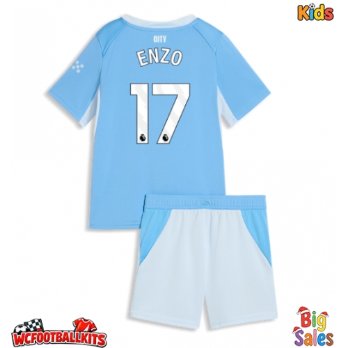 Manchester City Enzo Fernandez #17 Replica Home Stadium Kit for Kids 2026-27 Short Sleeve (+ pants)